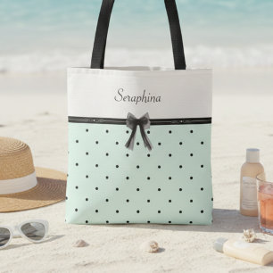 Boutique Chic Mintgrön Prickig Monogram Tygkasse