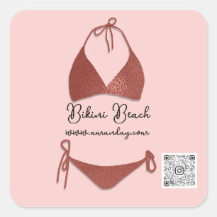 Boutique Clothing Qr Code Ro Guld Bikini Fyrkantigt Klistermärke