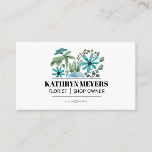 Boutique Flowers Blåa blommor Visitkort