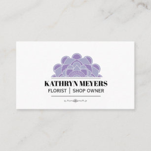 Boutique Flowers Lila Illustrative Flowers Visitkort