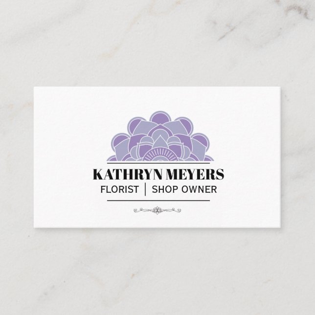 Boutique Flowers | Lila Illustrative Flowers Visitkort (Framsida)