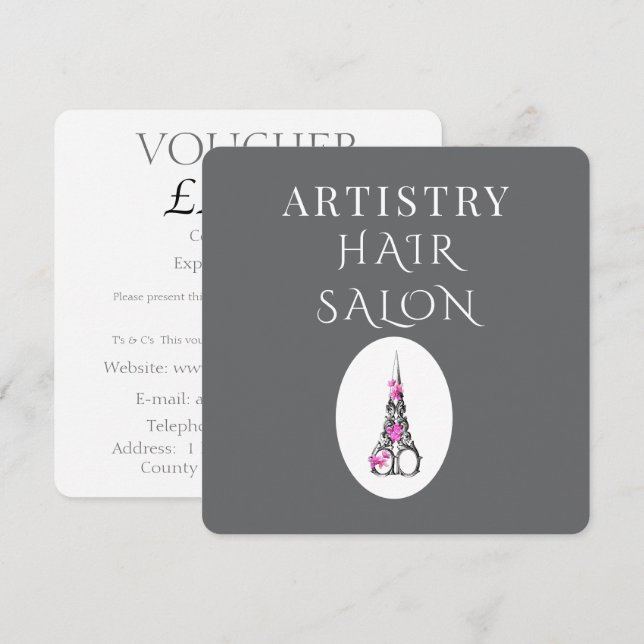 Boutique frisörsalong Affärsvarumärke Voucher (Fram/baksida)