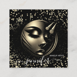 Boutique Glitter Ram Makeup Artist Logotyp Black Q Fyrkantigt Visitkort