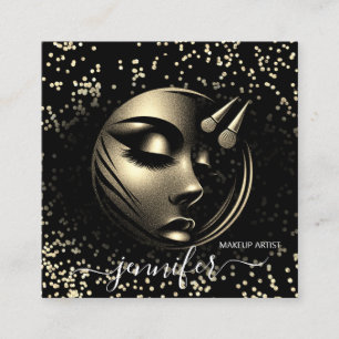 Boutique Glitter Ram Makeup Artist Logotyp Black Q Fyrkantigt Visitkort