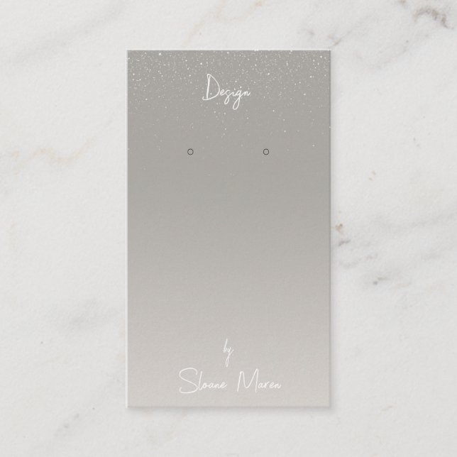 Boutique Grått "Glittery" Visning Card för avläsni Visitkort (Framsida)