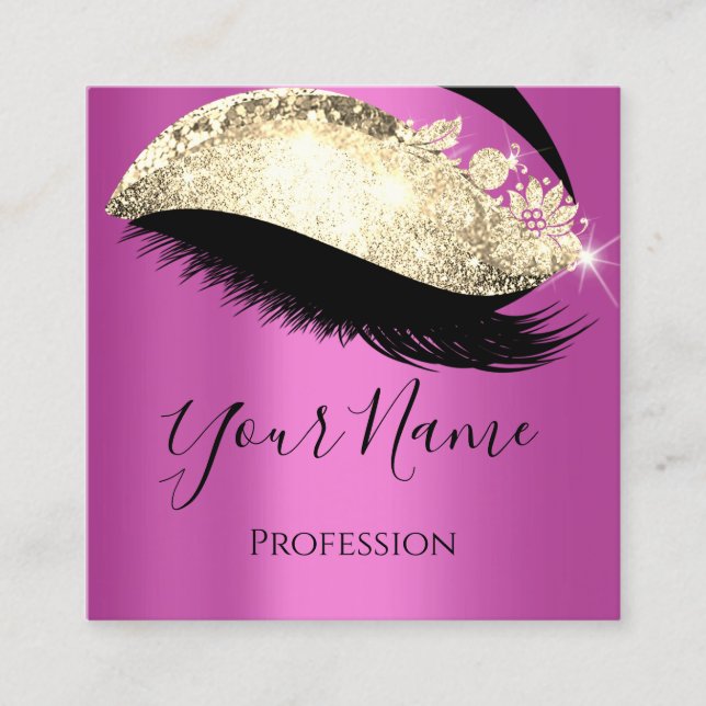 Boutique Lash Extension Rosa Guld Fyrkantigt Visitkort (Framsida)