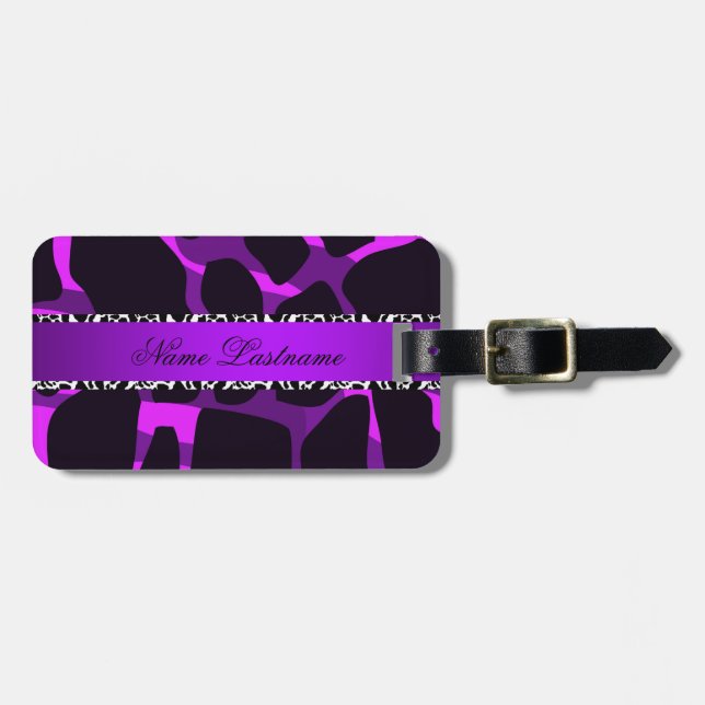 Boutique lila leopard ko-print bagagebricka (Horisontell Framsida)