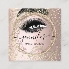 Boutique Makeup Lash Blommigt Ro QR Lash Brows Fyrkantigt Visitkort