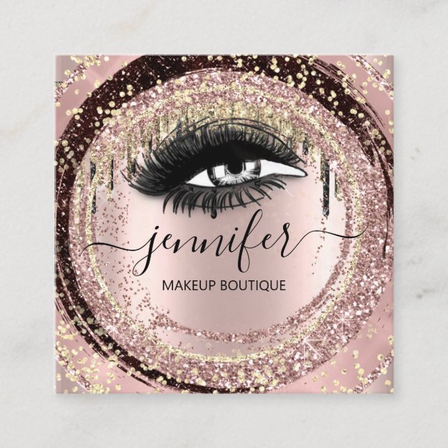 Boutique Makeup Lash Glitter Ro QR Lash Fyrkantigt Visitkort (Framsida)