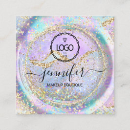 Boutique Makeup Shop Lash QR Code Holograph Logoty Fyrkantigt Visitkort