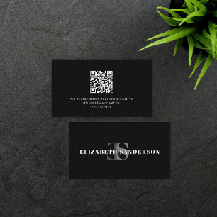 Boutique Retro Monogram QR kod Visitkort