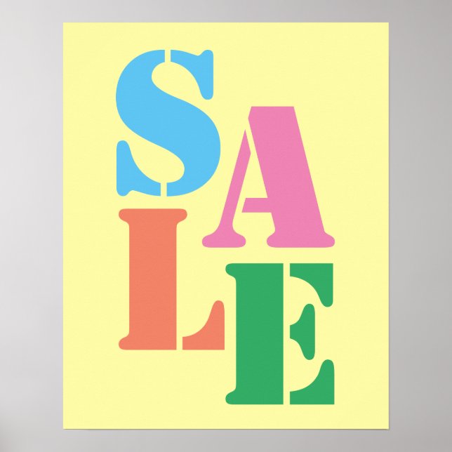 Boutique Sale Sign, Retail Store Signage, färgstar Poster (Framsidan)