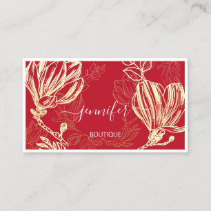 Boutique Shop Red Guld Flower Framed QR Logotyp Visitkort