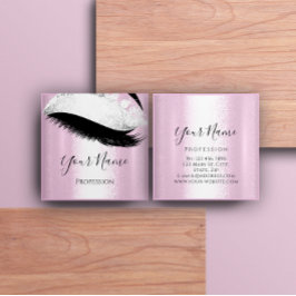 Boutique Silver Grått Lash Extension Rosa Girly Fyrkantigt Visitkort