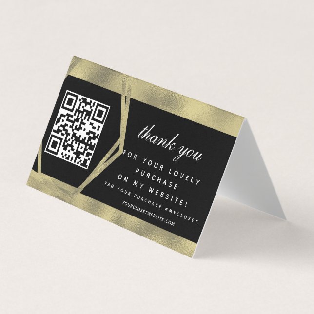 Boutique Skönhetsverksamhet Tack Guld QR Visitkort (Framsida)