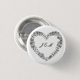 Bouton cadeau de mariage - coeur noir et blanc knapp