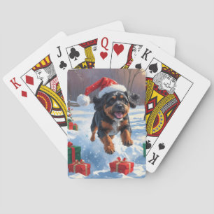 Bouvier des Flandern julfirande snöscen Casinokort
