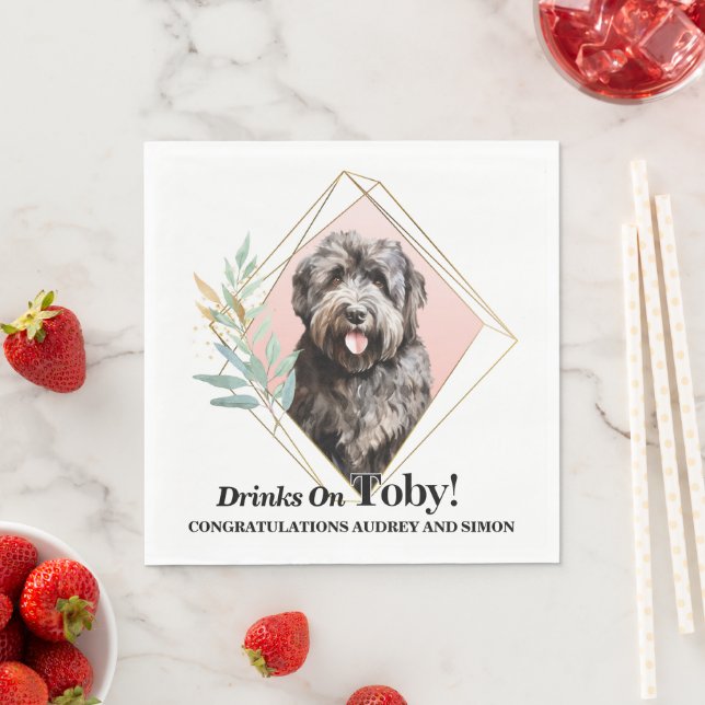 Bouvier des Flandres Bröllokduk med Foto Pappersservett (Insitu)