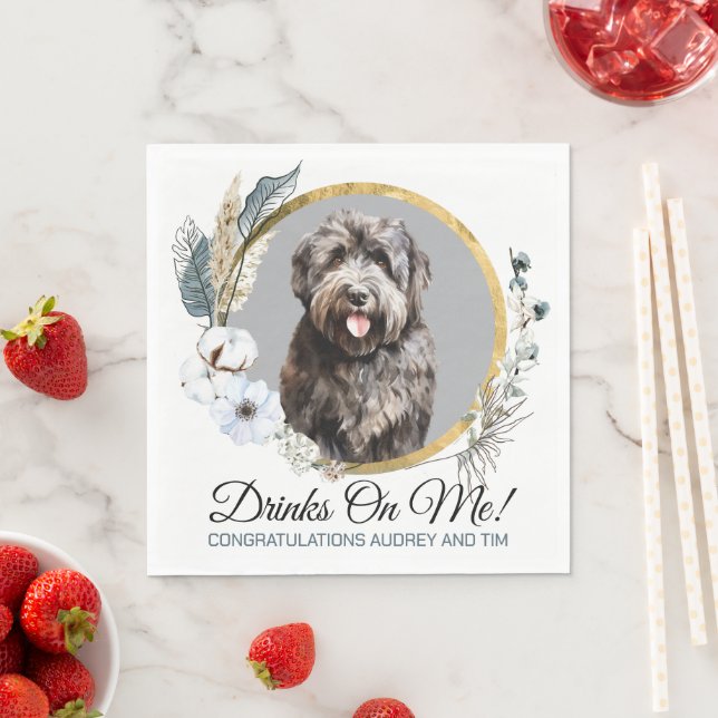 Bouvier des Flandres Bröllop Napkins with Photo Pappersservett (Insitu)