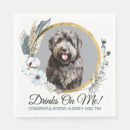 Bouvier des Flandres Bröllop Napkins with Photo Pappersservett