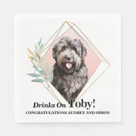 Bouvier des Flandres Bröllop Napkins with Photo Pappersservett