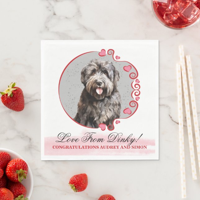 Bouvier des Flandres Bröllop Napkins with Photo Pappersservett (Insitu)