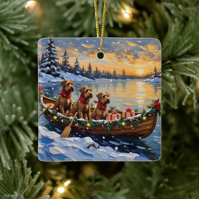 Bouvier des Flandres Christmas Boat Holiday Julgransprydnad Keramik (Träd)