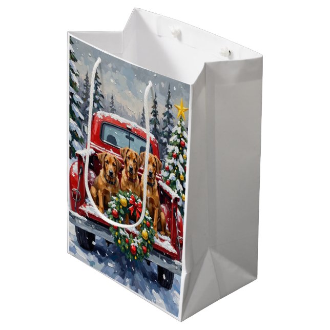 Bouvier des Flandres Christmas Red Truck Holiday (Framsidan Vinklad)