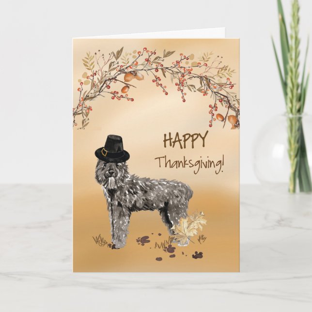 Bouvier des Flandres Funny Hat Thanksgiving Kort (Framsida)