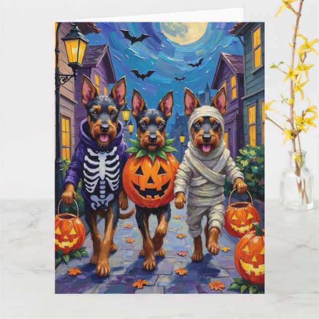 Bouvier des Flandres Halloweentrick-or-treat Kort (Gul blomma)