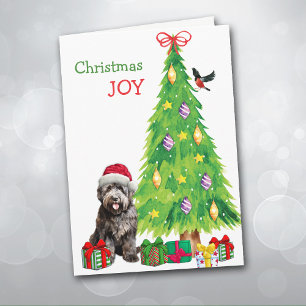 Bouvier des Flandres Hund, Bird and Julgran Helgkort