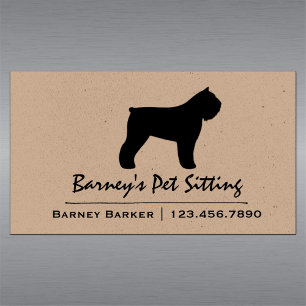 Bouvier des Flandres Hund Silhouette Visitkortmagnet