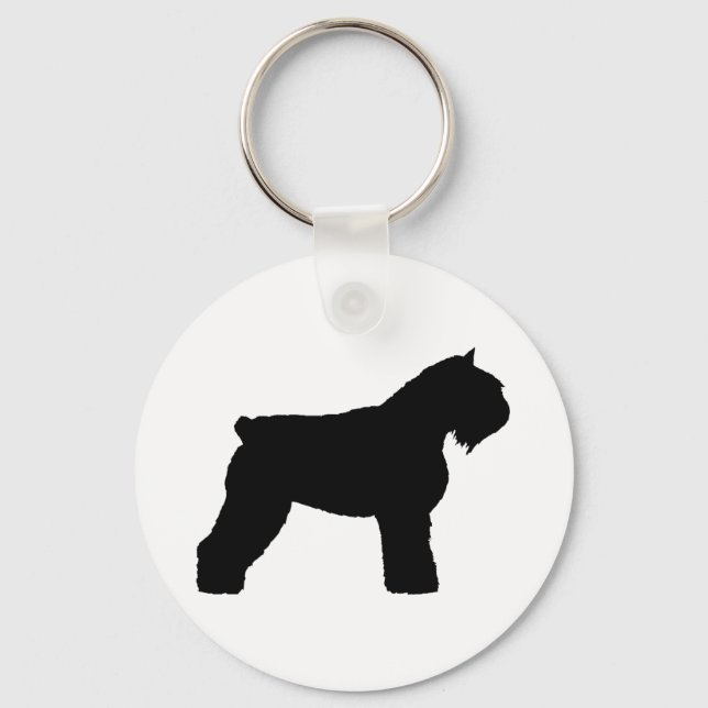 Bouvier des Flandres Hund (svart) Nyckelring (Framsida)
