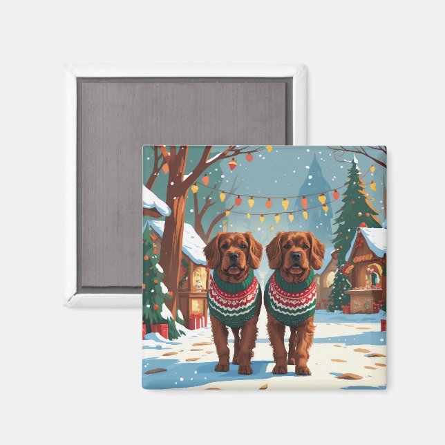 Bouvier des Flandres hundar jul snö semester  Magnet (Front/Back)