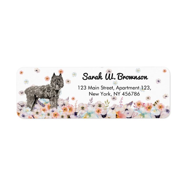 Bouvier Des Flandres Hundras Returadress Etikett (Framsidan)