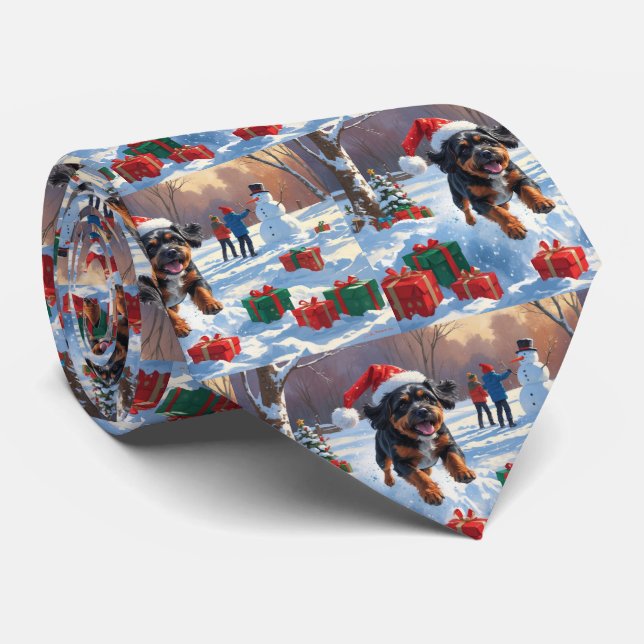 Bouvier des Flandres Jul Firad Snö Scen Slips (Rullad)