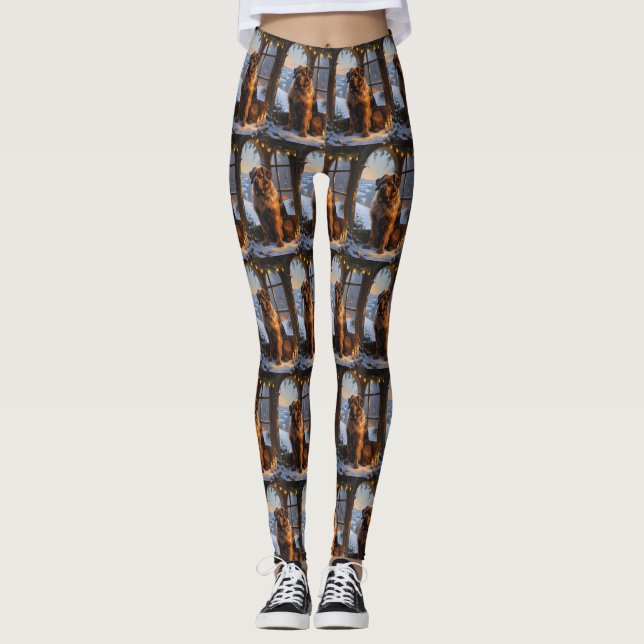 Bouvier des Flandres med julen Ljus Helgdag Leggings (Framsida)