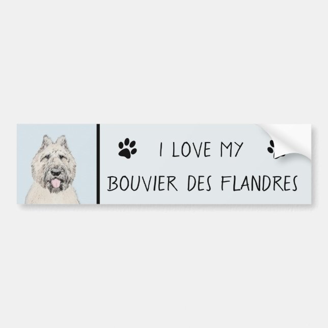 Bouvier des Flandres Painting - Original Hund Art Bildekal (Framsidan)