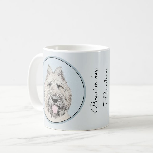 Bouvier des Flandres Painting - Original Hund Art Kaffemugg (Framsida vänster)