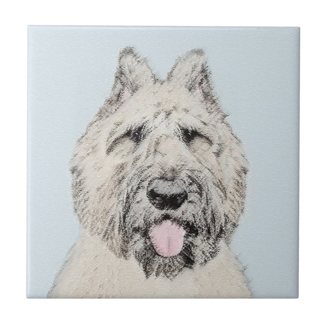 Bouvier des Flandres Painting - Original Hund Art Kakelplatta (Framsidan)