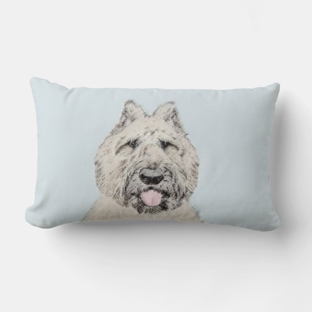 Bouvier des Flandres Painting - Original Hund Art Lumbarkudde (Framsida)