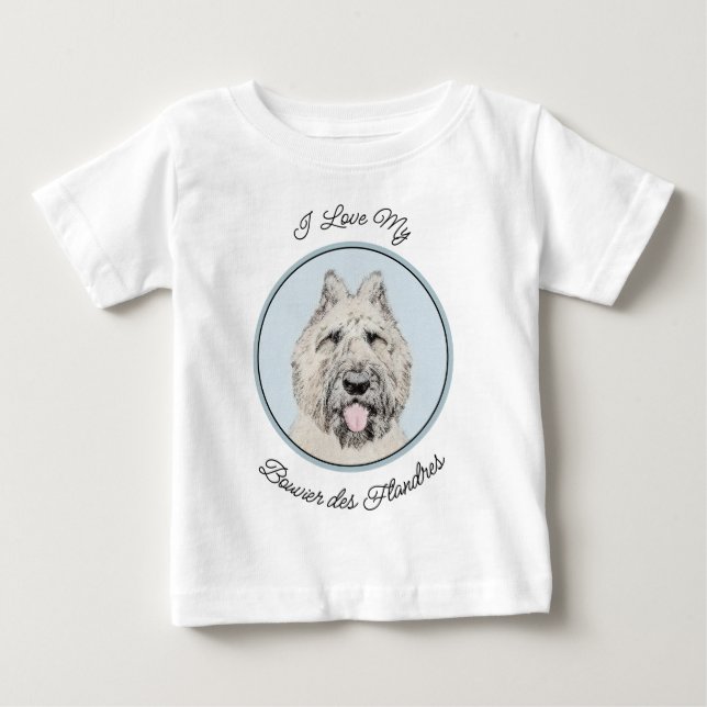 Bouvier des Flandres Painting - Original Hund Art T Shirt (Framsida)