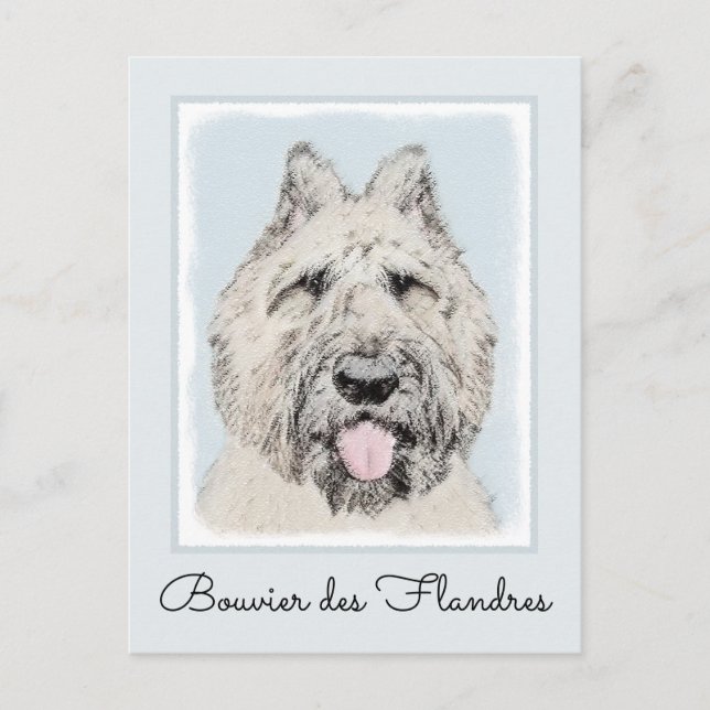 Bouvier des Flandres Painting - Original Hund Art Vykort (Framsida)