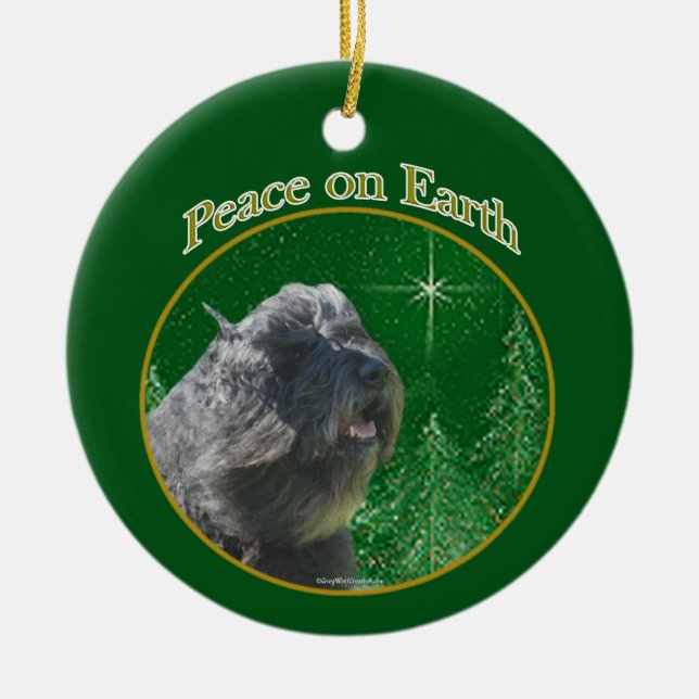 Bouvier Des Flandres Peace Julgransprydnad Keramik (Framsidan)