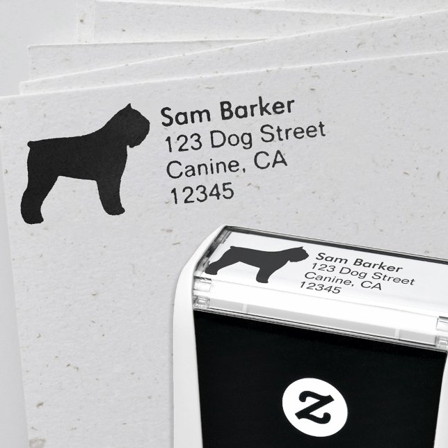 Bouvier des Flandres Silhouette Returadress Självfärgande Stämpel (Skapare uppladdad)