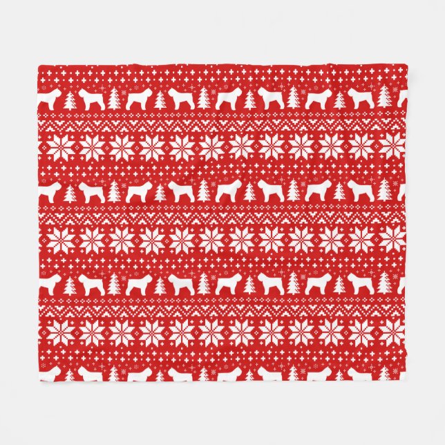 Bouvier des Flandres Silhouettes julmönster Fleecefilt (Framsidan (Horisontell))