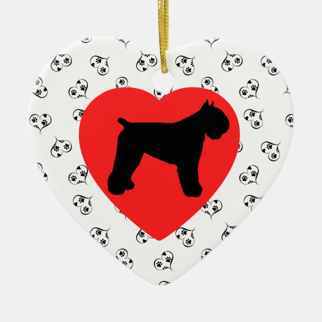 Bouvier des Flandres Silhouhette Customized Julgransprydnad Keramik (Framsidan)