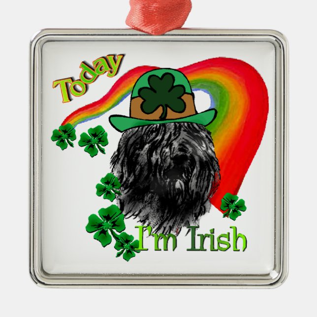 Bouvier des Flandres St Patricks Julgransprydnad Metall (Framsidan)