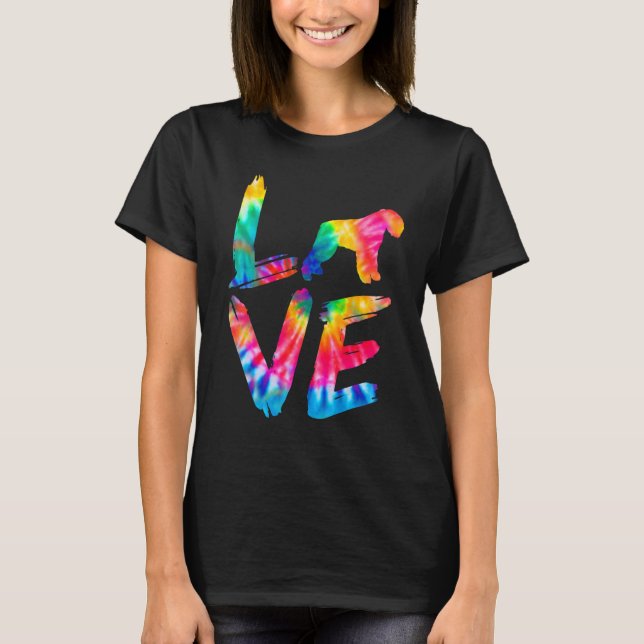 Bouvier Des Flandres Tie Dye Kärlek Hund Pappa Mam T Shirt (Framsida)