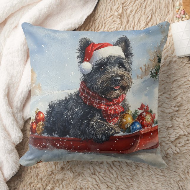 Bouviers Des Flandres hund i släde jul Kudde (Filt)